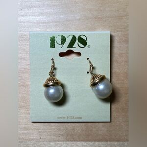 1928 Jewelry Petite Costume Pearl Drop Earrings